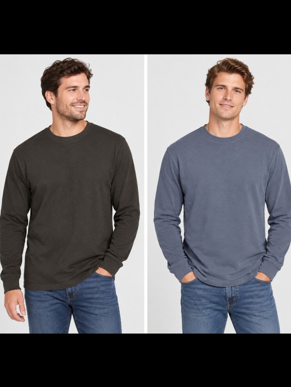 Sonoma Life Style Men’s Long Sleeve T-Shirt Bundle Set of 2 Cotton Blue Black XL